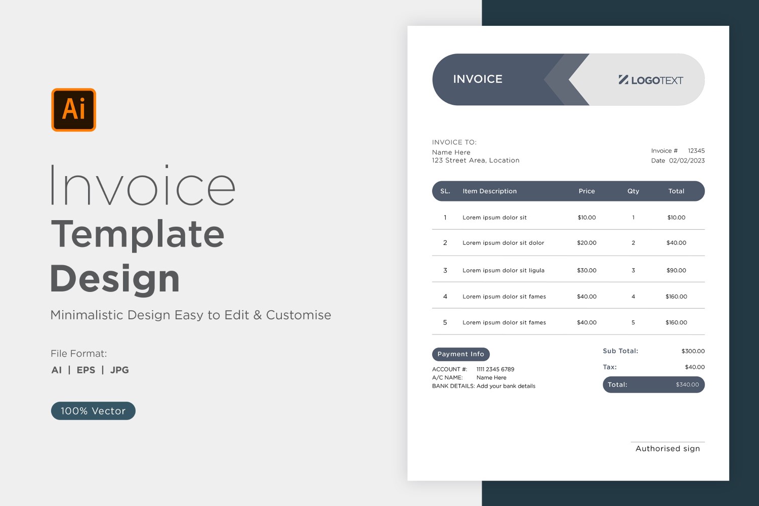 Corporate Invoice Design Template Bill form Business Payments Details Design Template 52