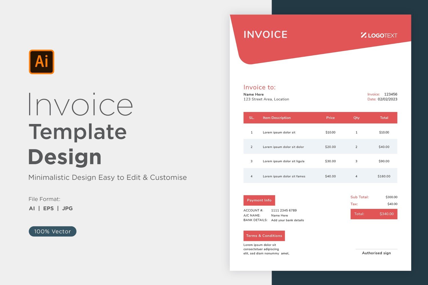 Corporate Invoice Design Template Bill form Business Payments Details Design Template 67