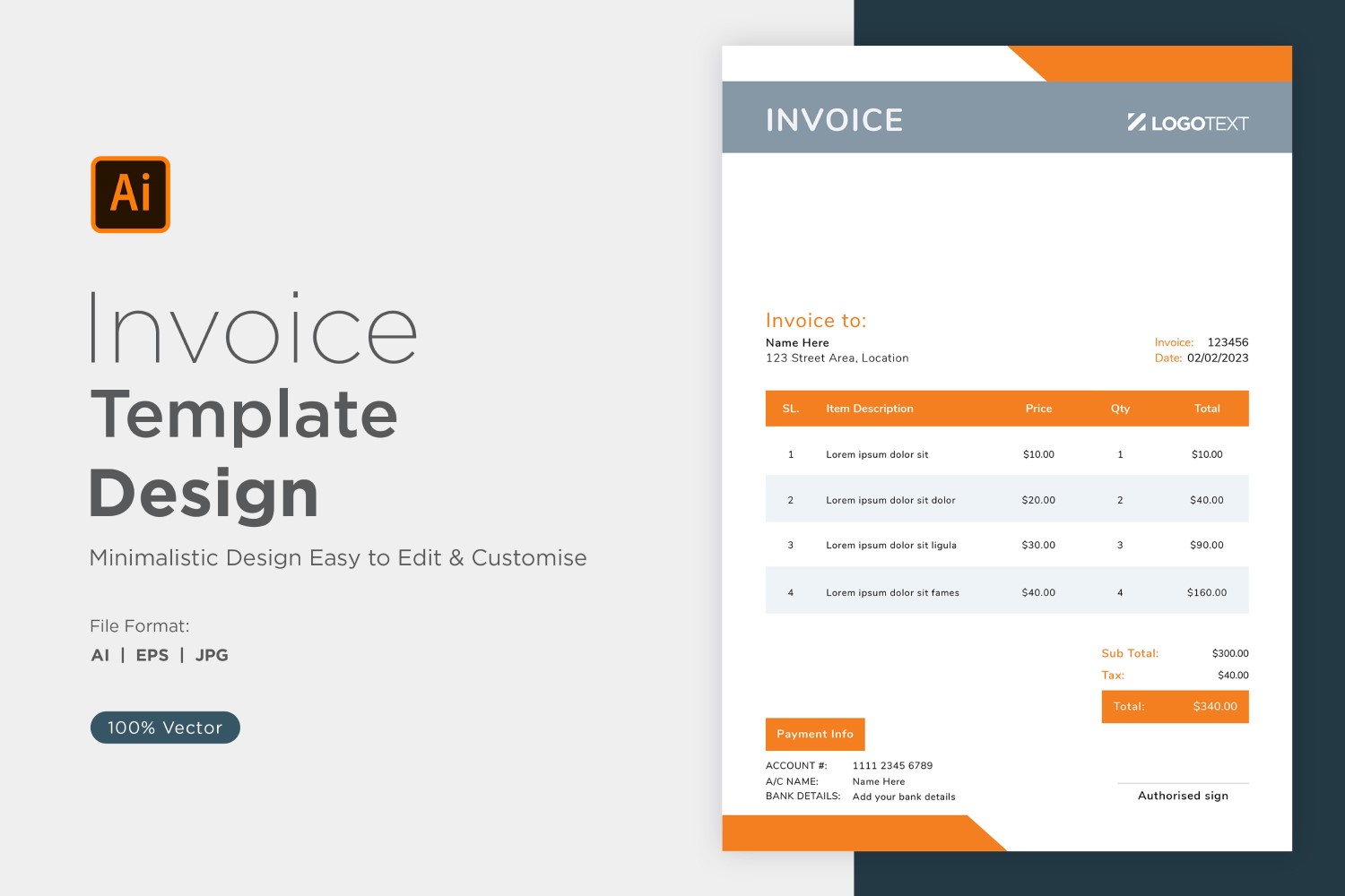 Corporate Invoice Design Template Bill form Business Payments Details Design Template 75