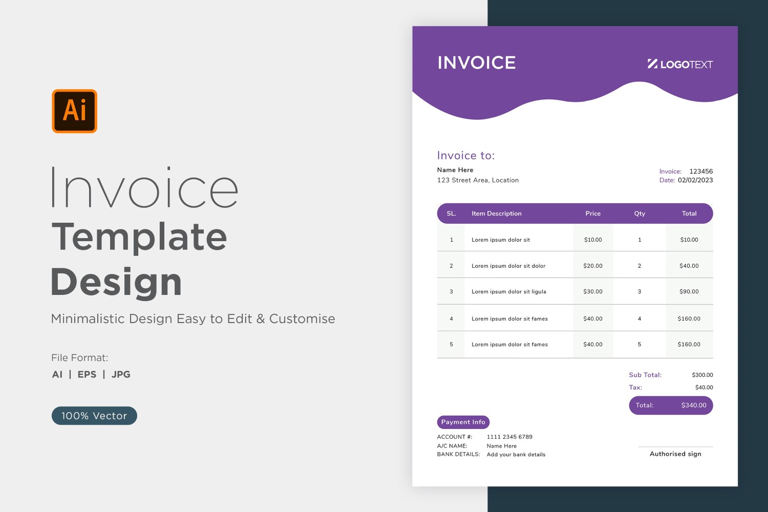 Corporate Invoice Design Template Bill form Business Payments Details Design Template 79