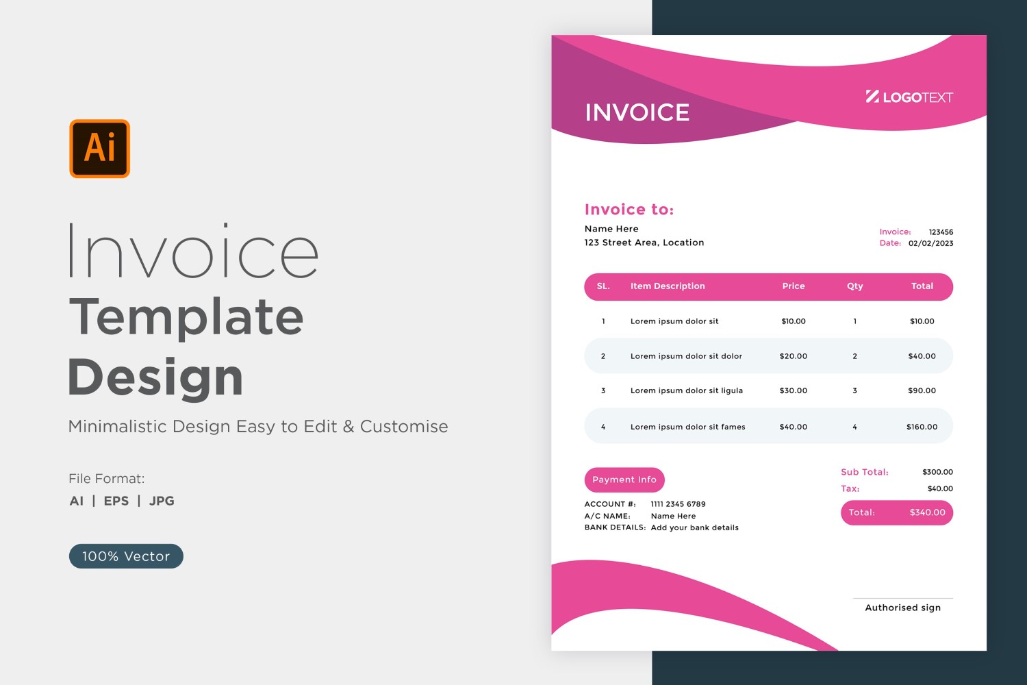 Corporate Invoice Design Template Bill form Business Payments Details Design Template 81