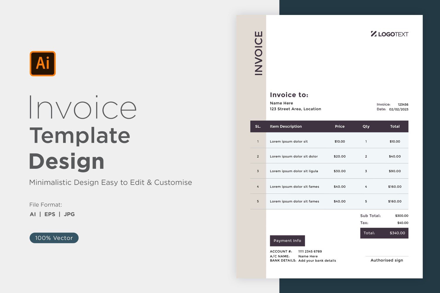 Corporate Invoice Design Template Bill form Business Payments Details Design Template 88