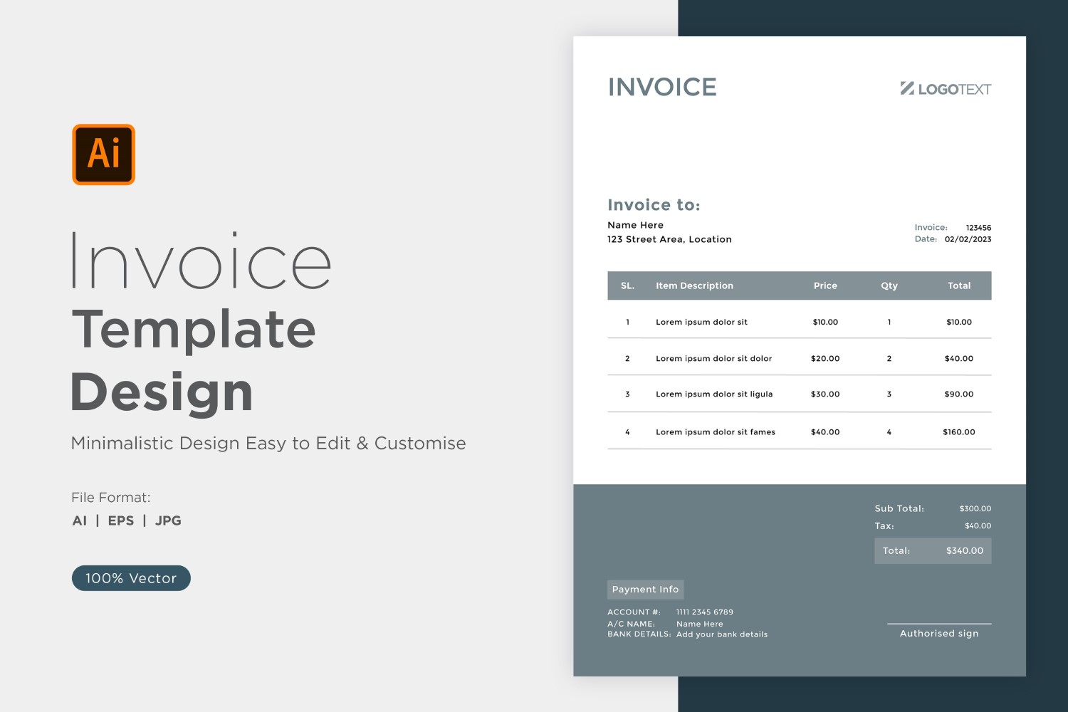 Corporate Invoice Design Template Bill form Business Payments Details Design Template 92