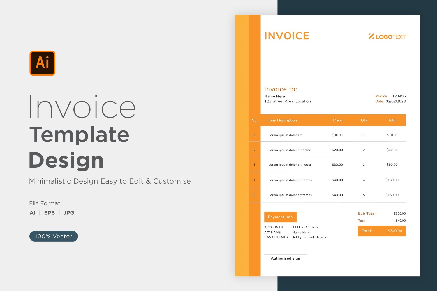 Corporate Invoice Design Template Bill form Business Payments Details Design Template 89