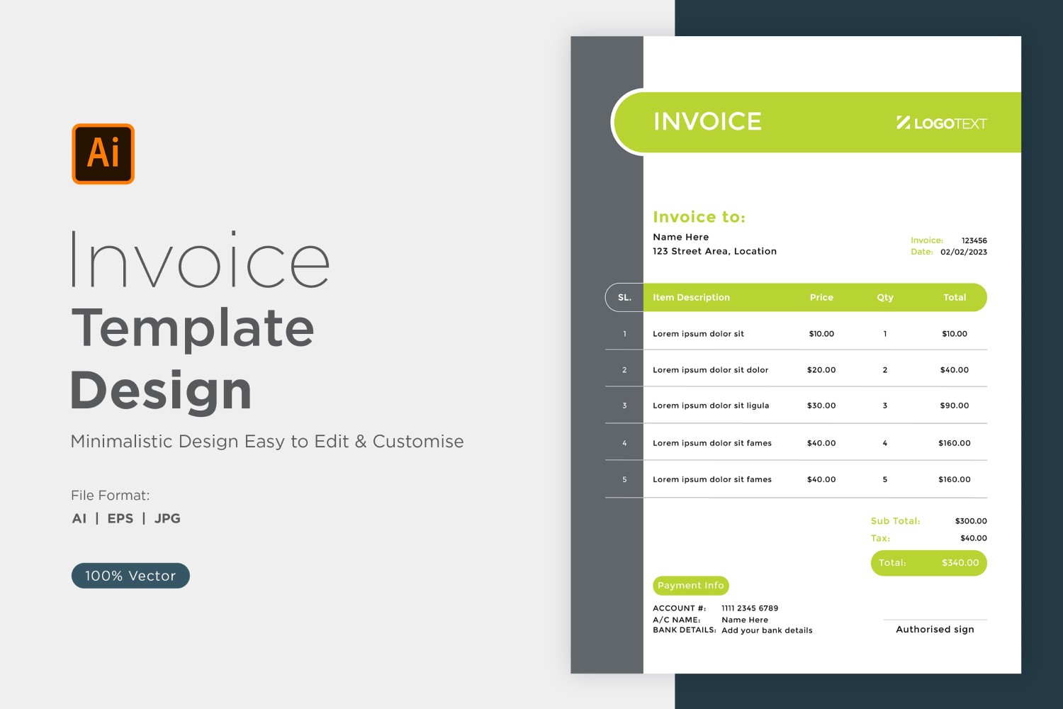 Corporate Invoice Design Template Bill form Business Payments Details Design Template 87