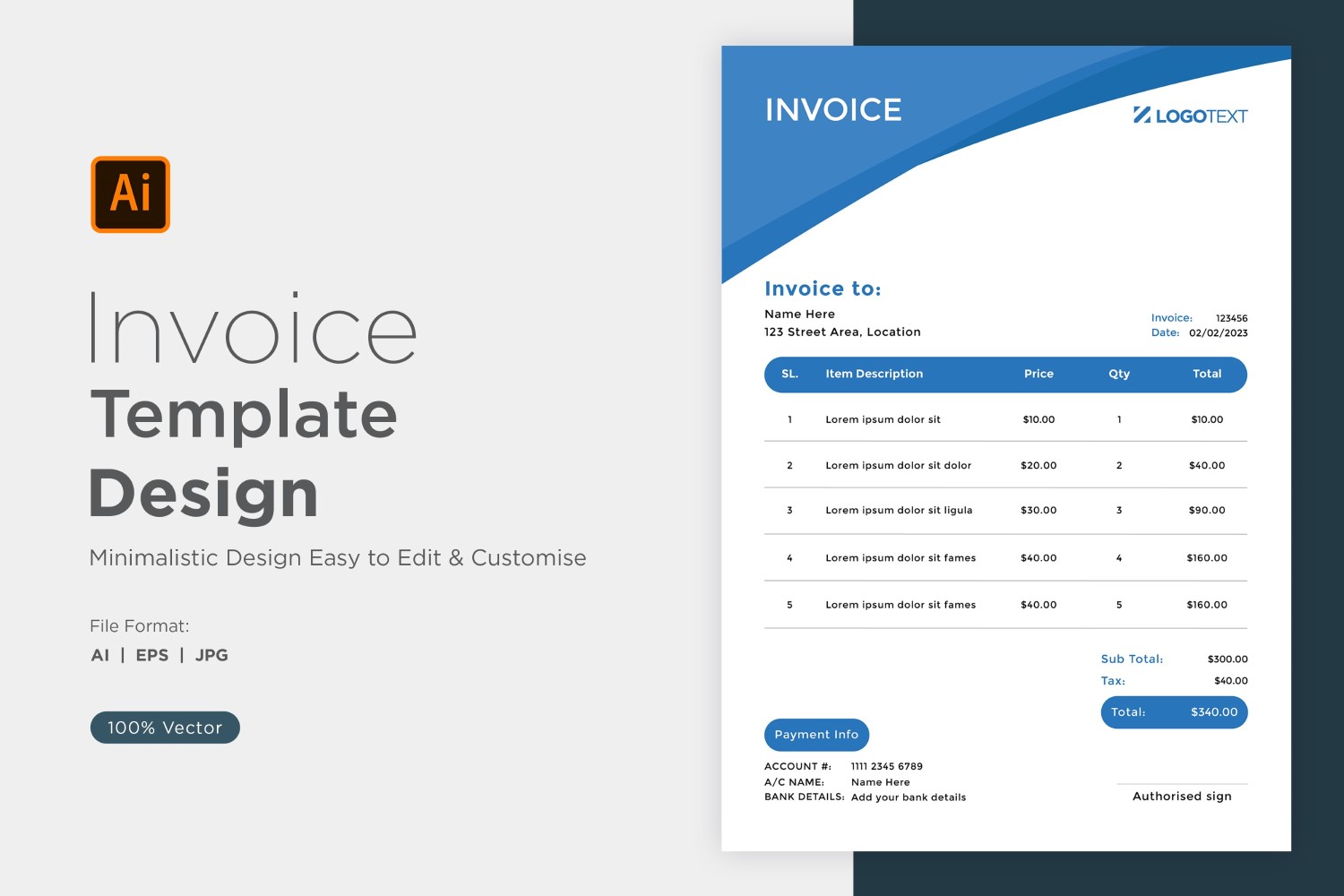 Corporate Invoice Design Template Bill form Business Payments Details Design Template 99