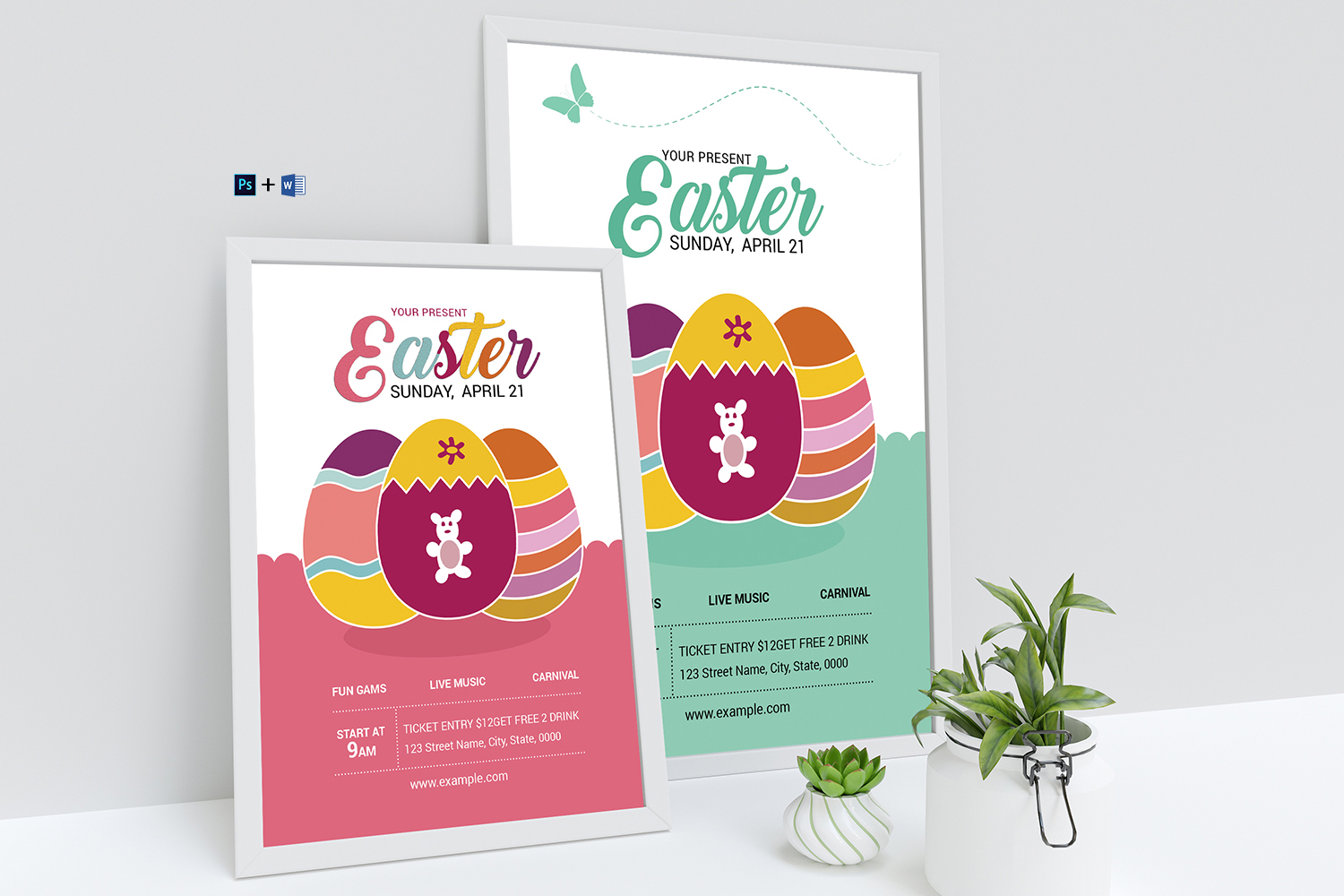 Easter Party Invitation Flyer Printable  Template