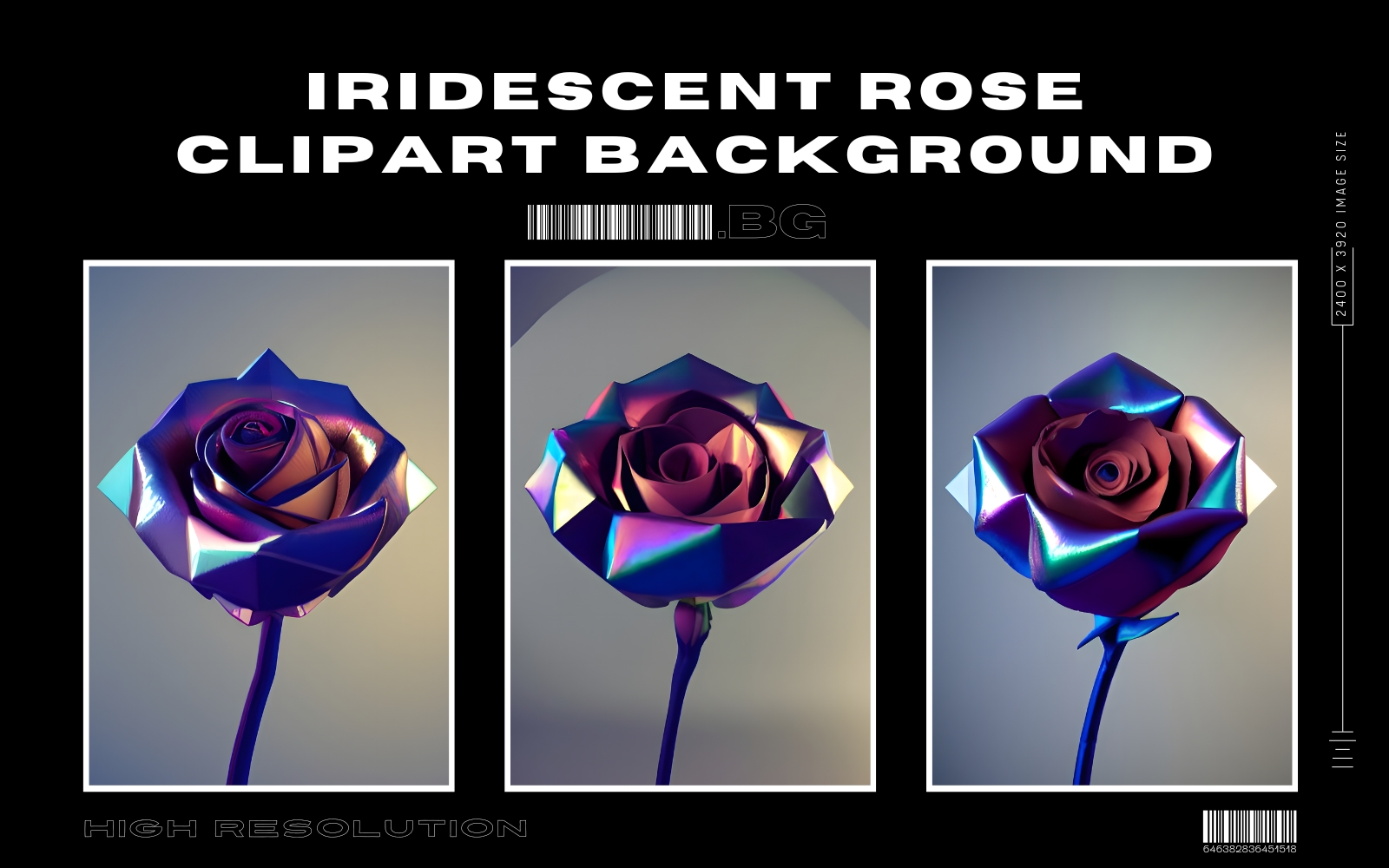 Iridescent Roses Clipart Bundle