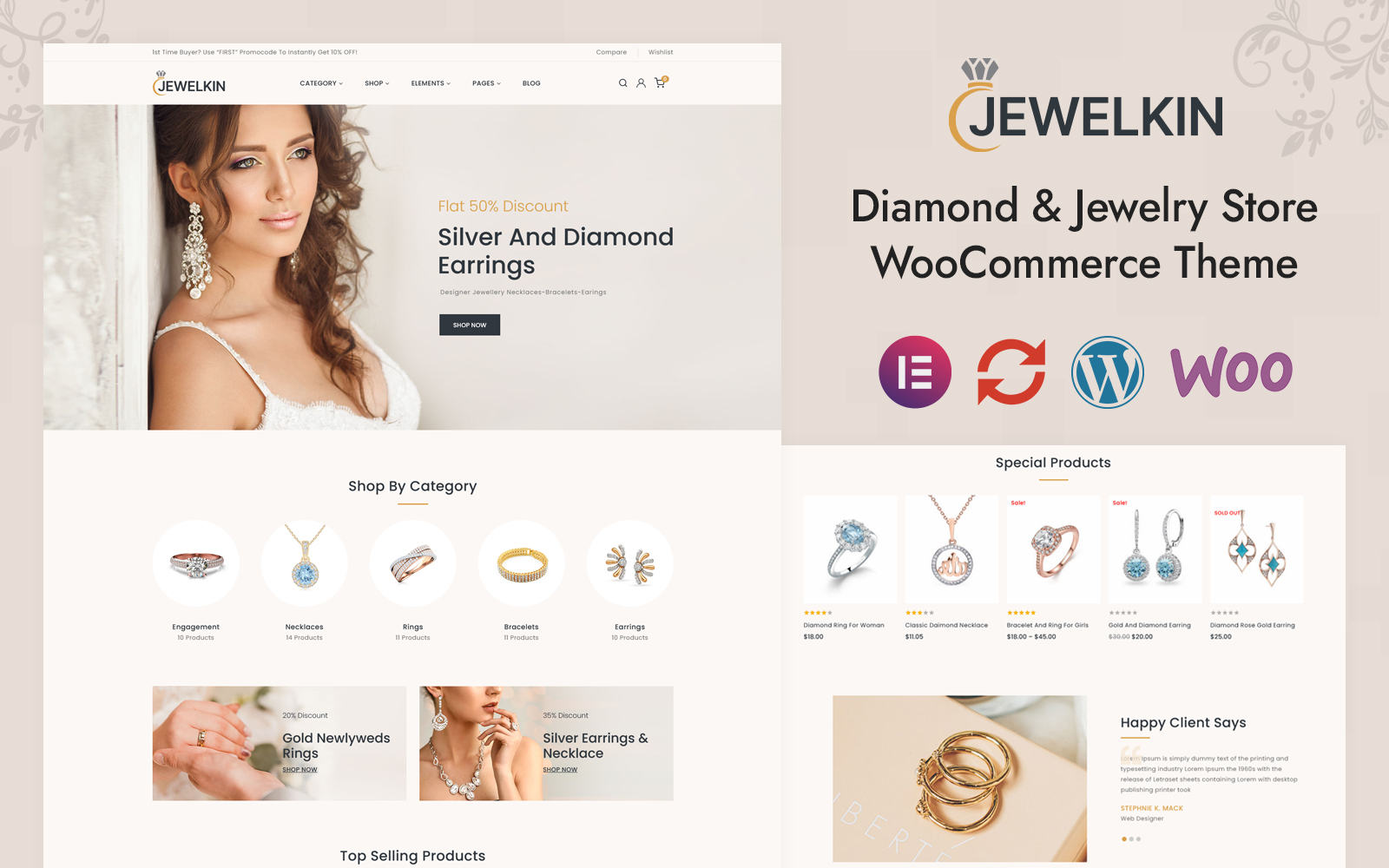 Jewelkin - Diamond & Jewelry Store Elementor WooCommerce Responsive Theme