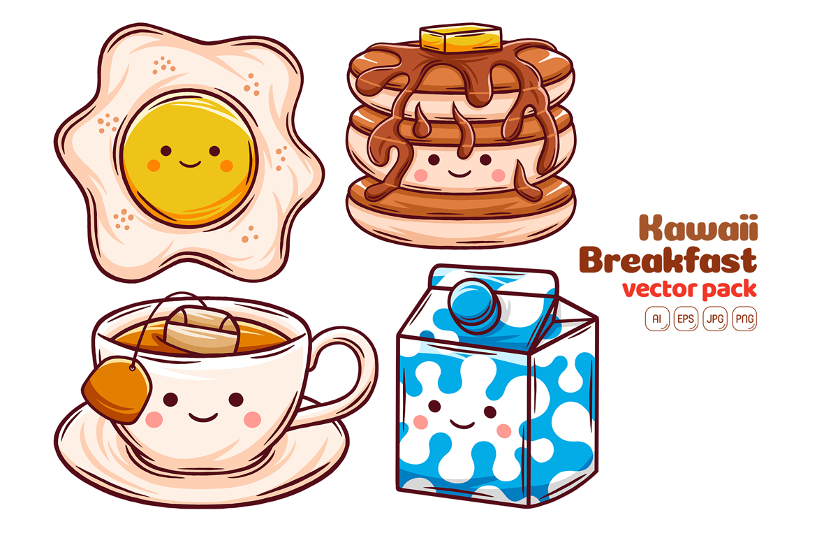 Kawaii Breakfast Vector Pack #02