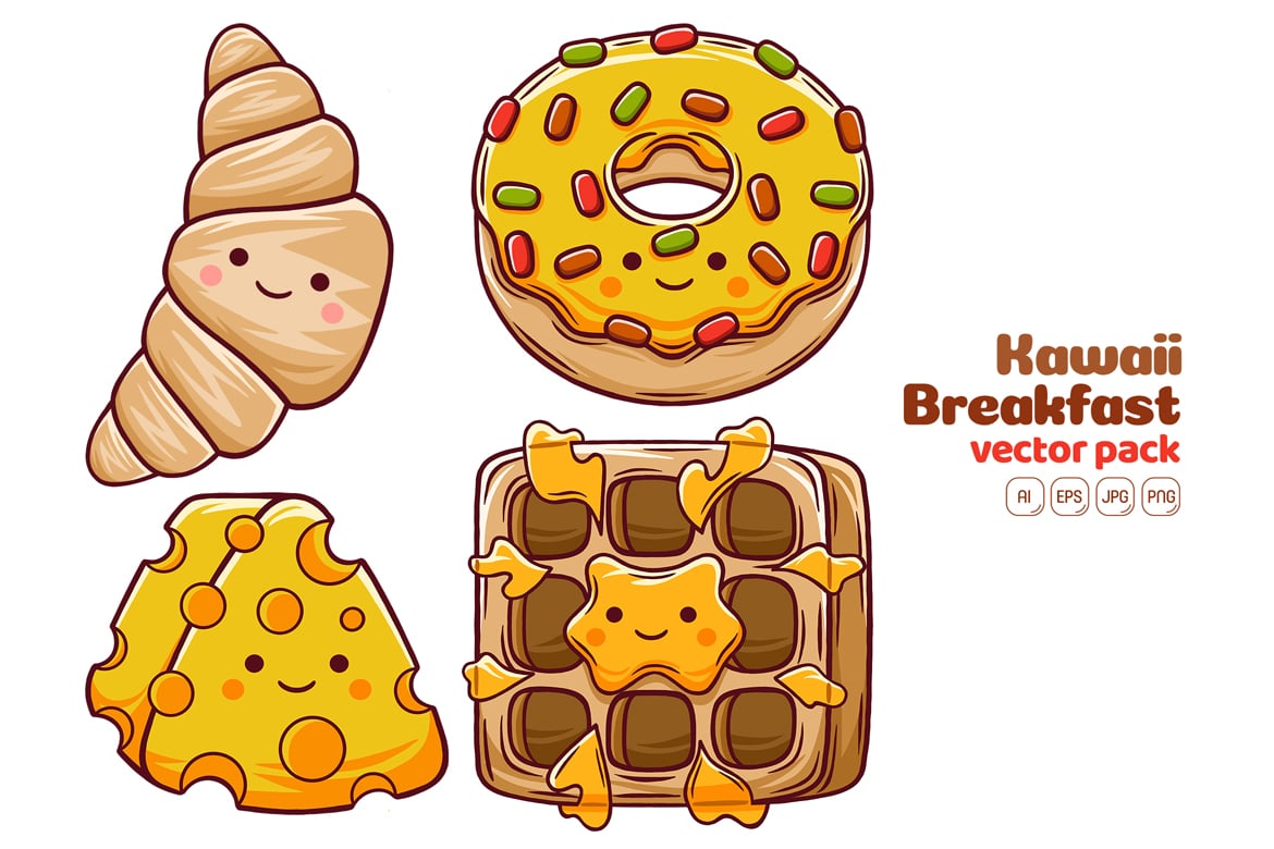 Kawaii Breakfast Vector Pack #03