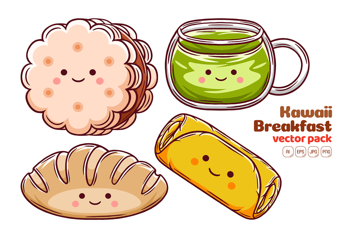 Kawaii Breakfast Vector Pack #04