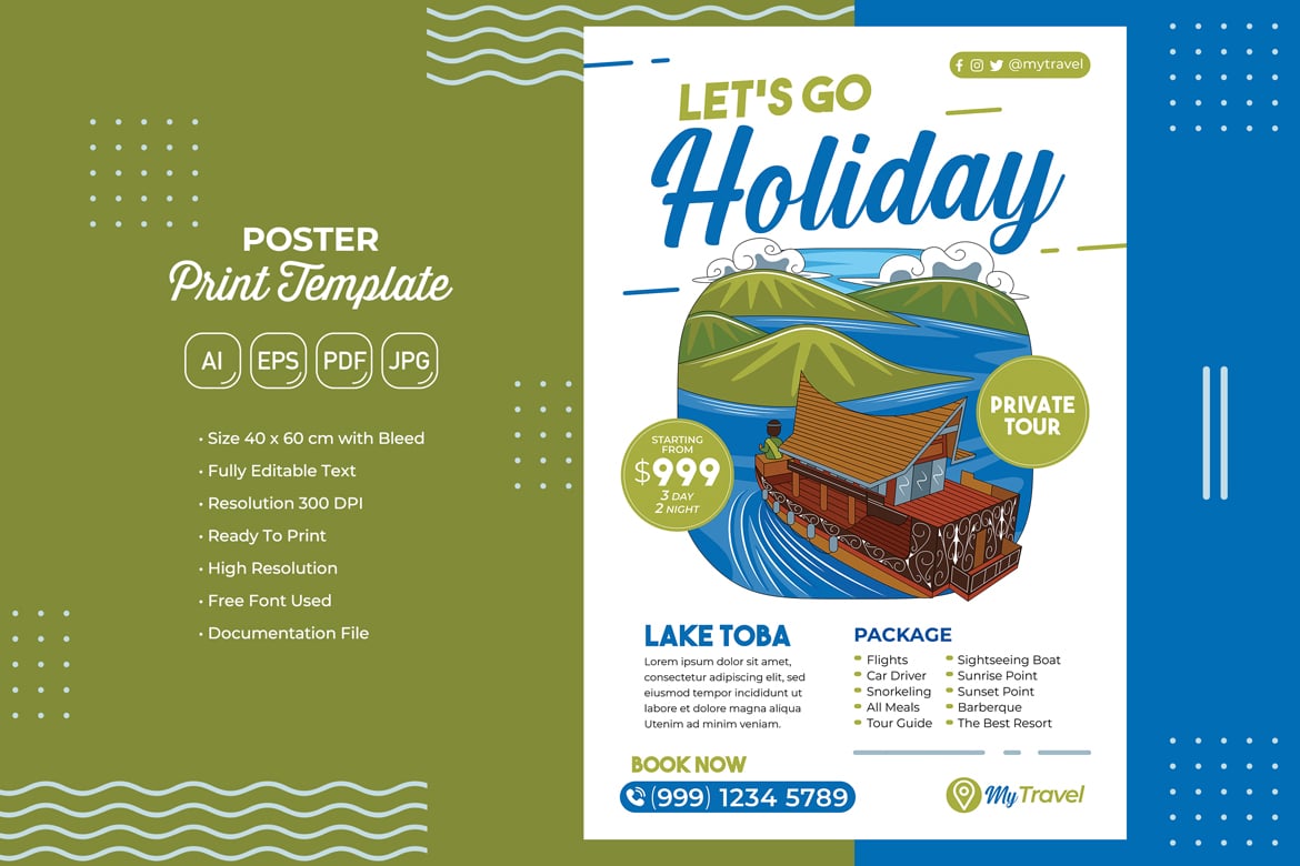 Holiday Travel Poster #02 Print Template