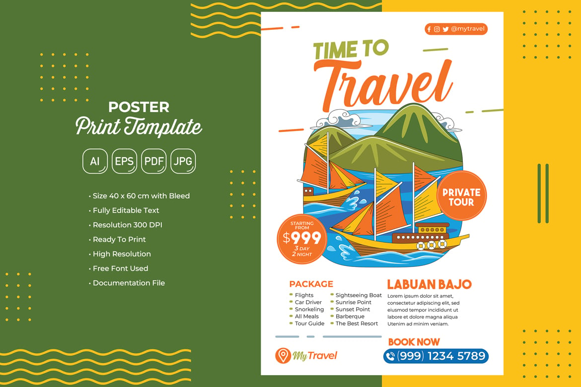 Holiday Travel Poster #03 Print Template