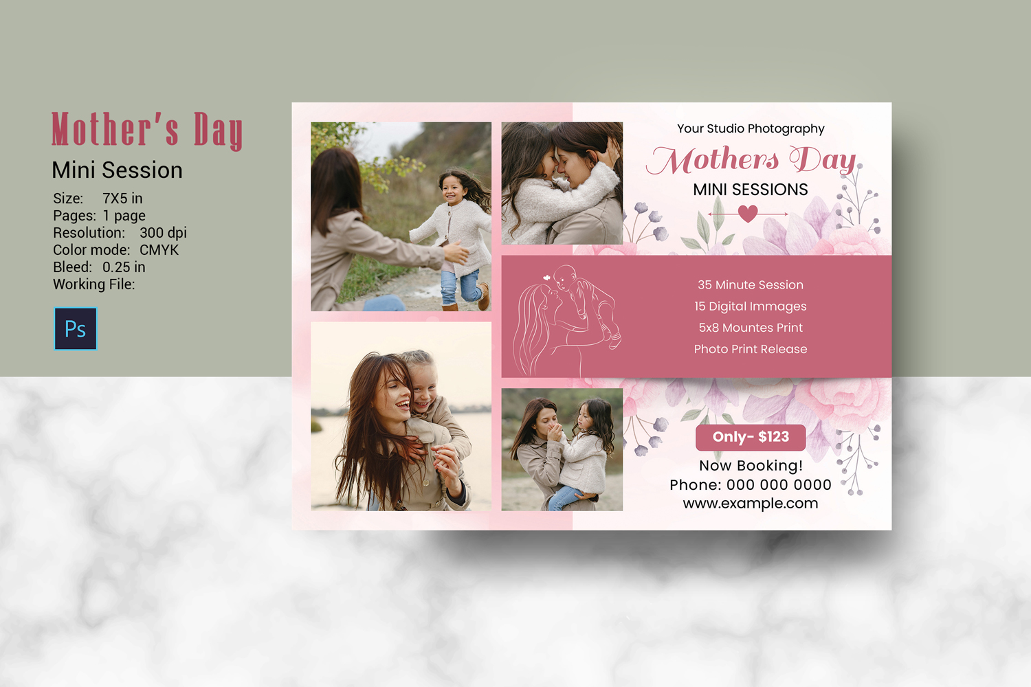 Mother's Day Photography  Mini Session Printable Template