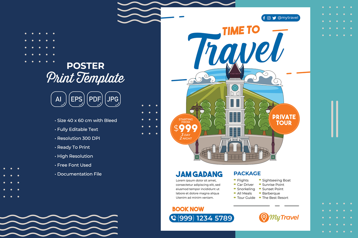 Holiday Travel Poster #16 Print Template