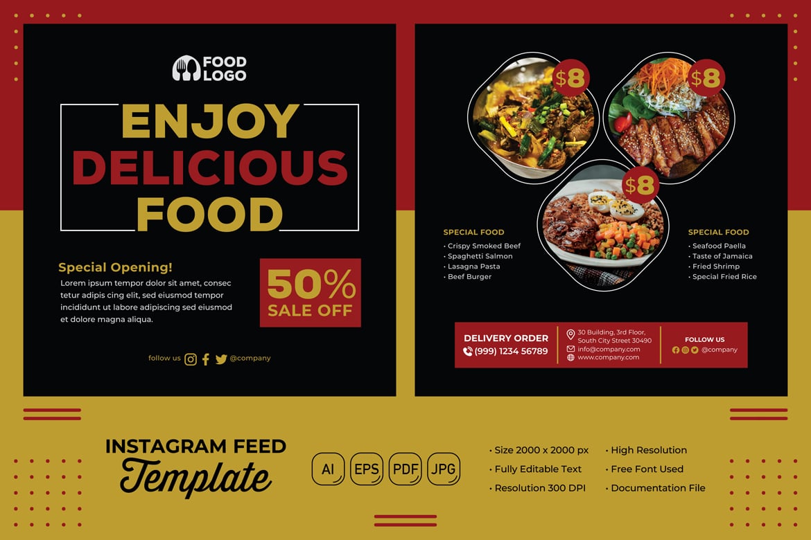 Restaurant Feed Instagram #01 Template