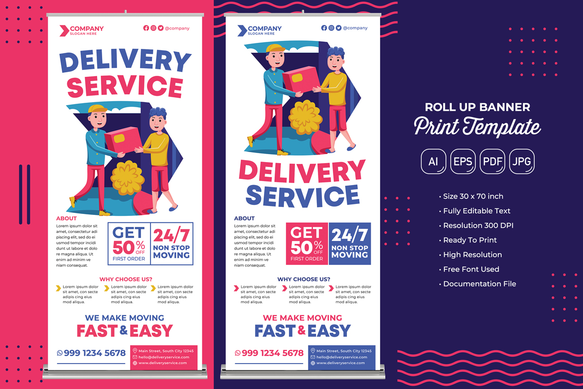 Delivery Service Roll Banner #01 Print Template