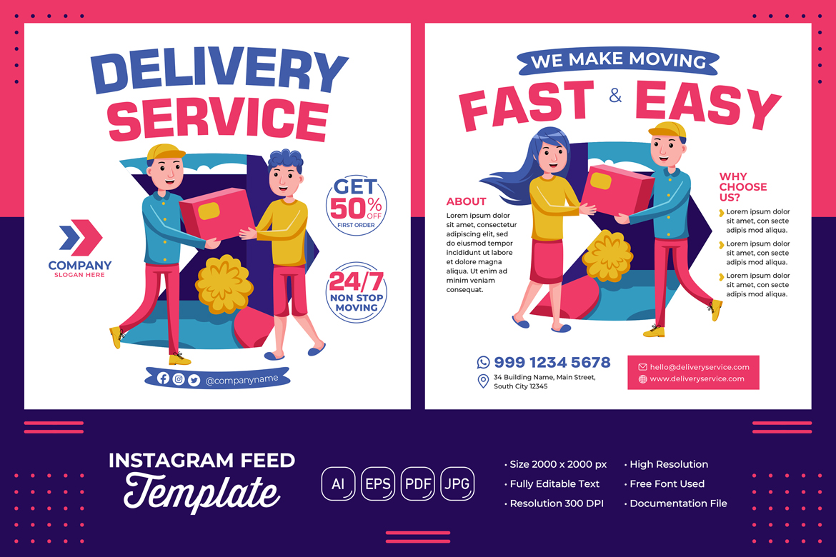 Delivery Service Feed Instagram #01 Template