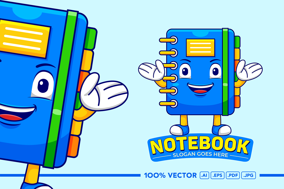 Notebook Mascot Logo Vector