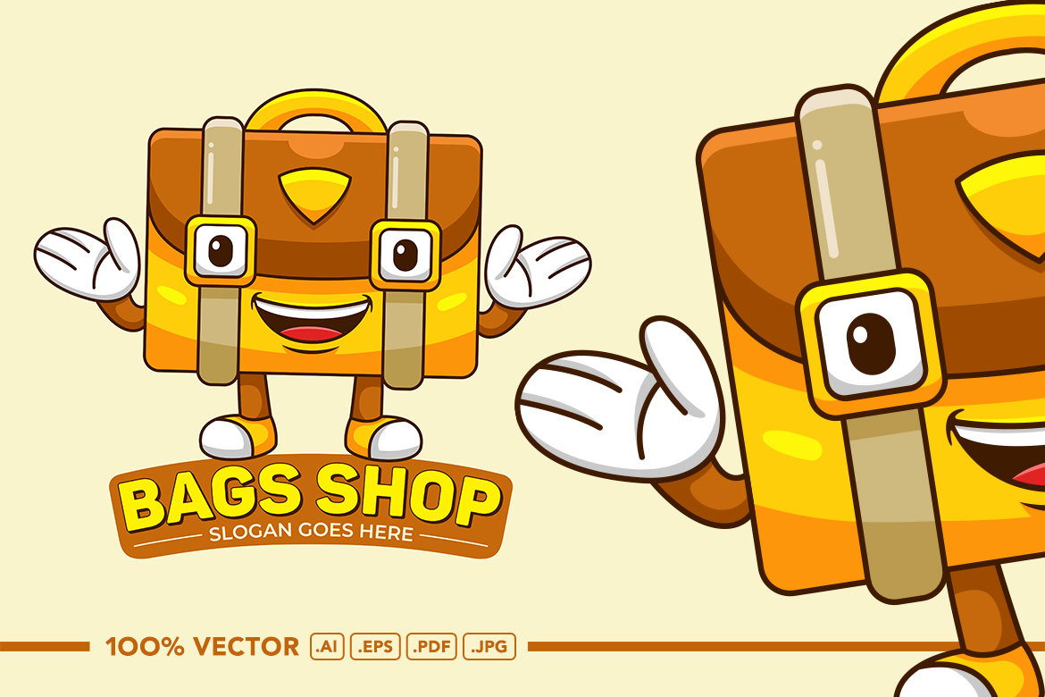 Bag Shop Mascot Logo Vector