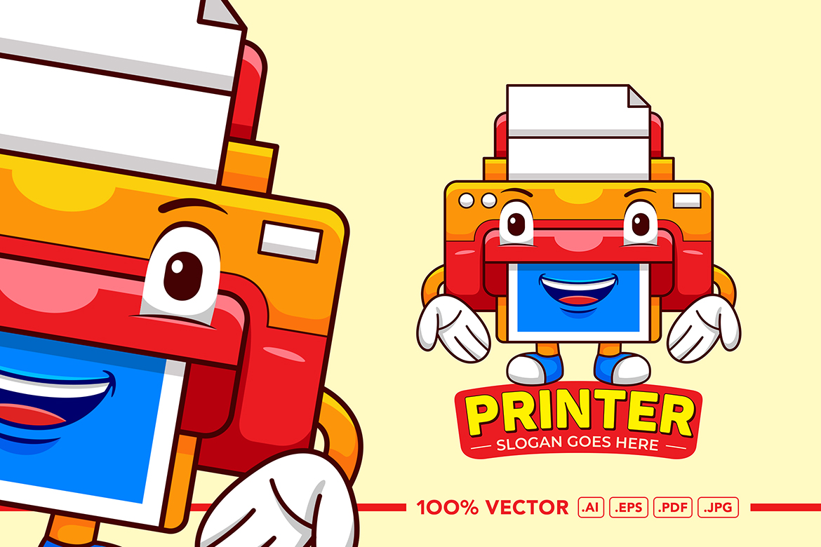 Printer Mascot Logo Vector