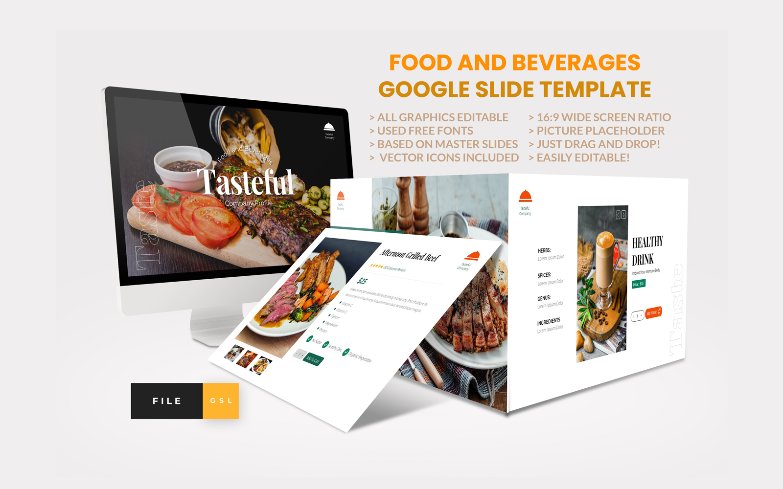 Company Profile Food And Beverages Google Slide Template