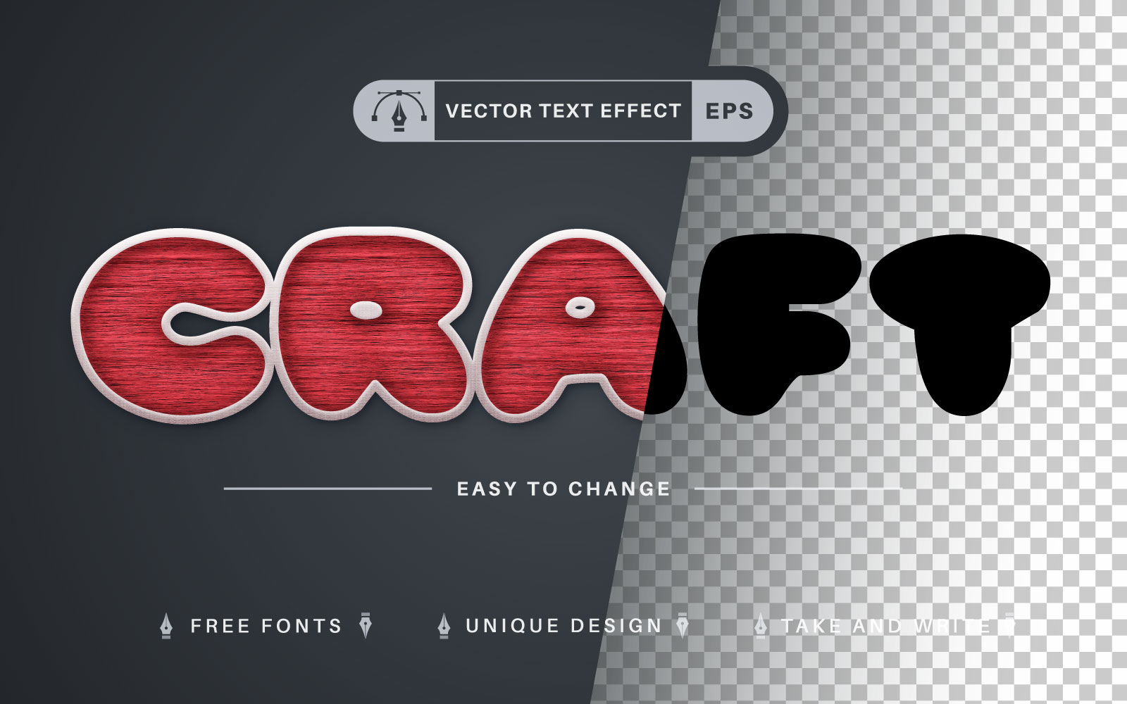 Sewing Editable Text Effect, Font Style