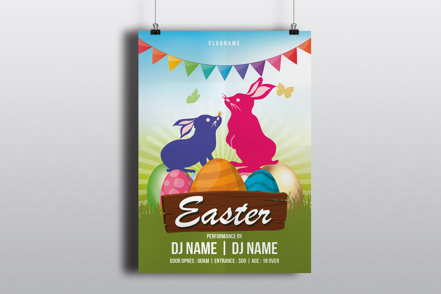 Easter Celebration Party Invitation Flyer Template