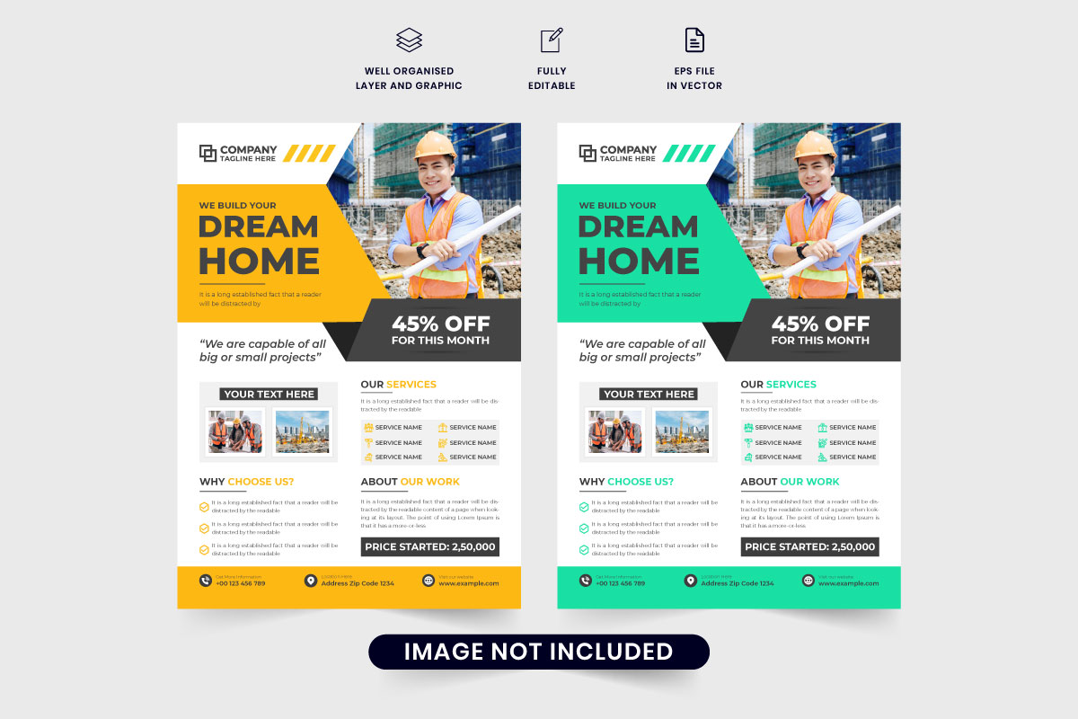 Home renovation flyer template vector