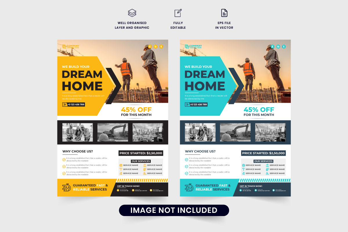 House renovation flyer template vector