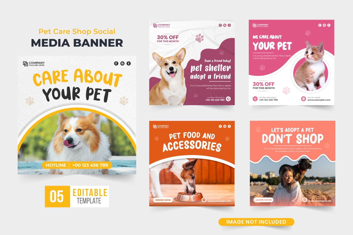 Pet care and adoption template bundle