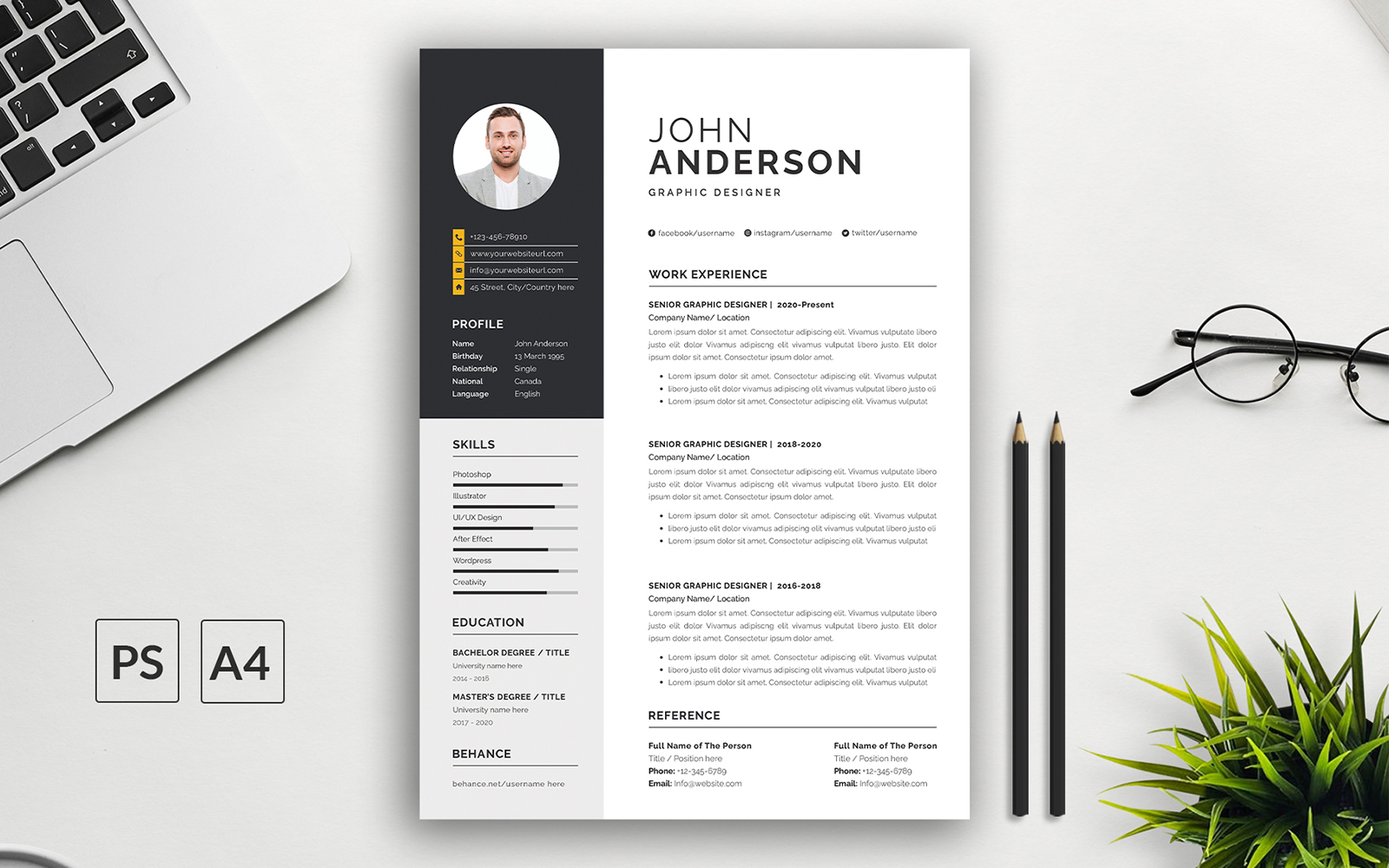 2 Pages Simple Resume Template