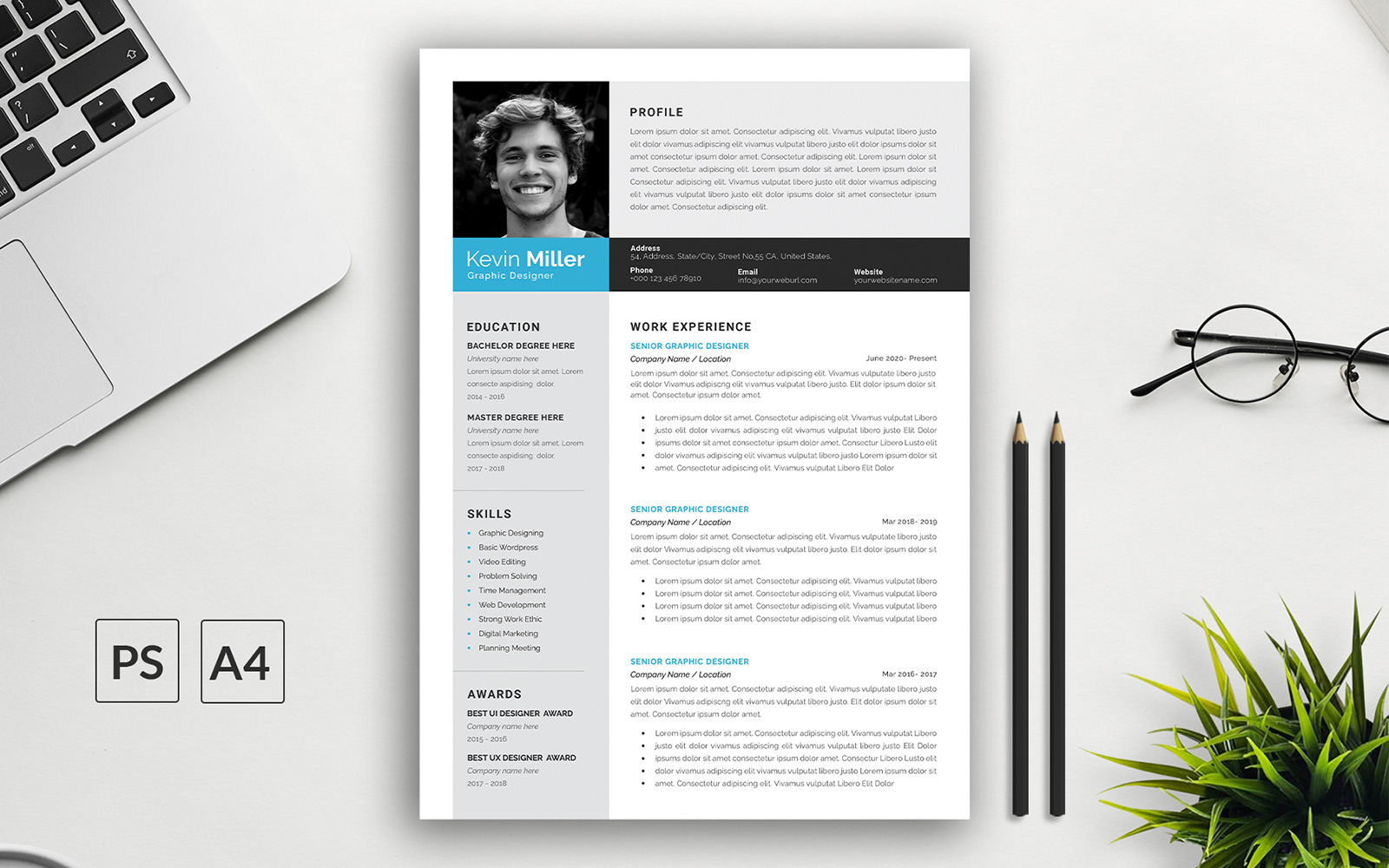 Simple Psd resume template