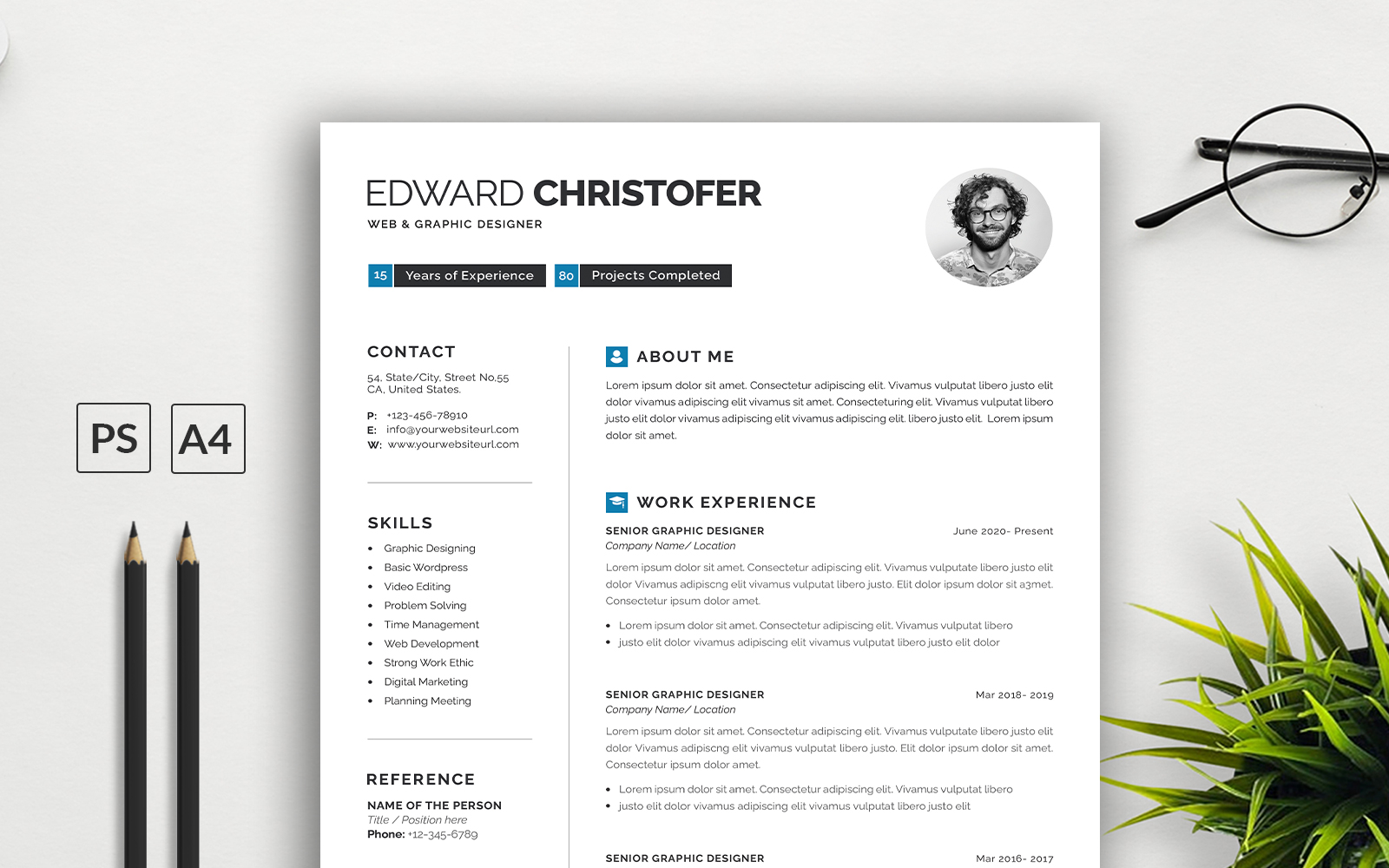 Resume Template Layout with cover Letter