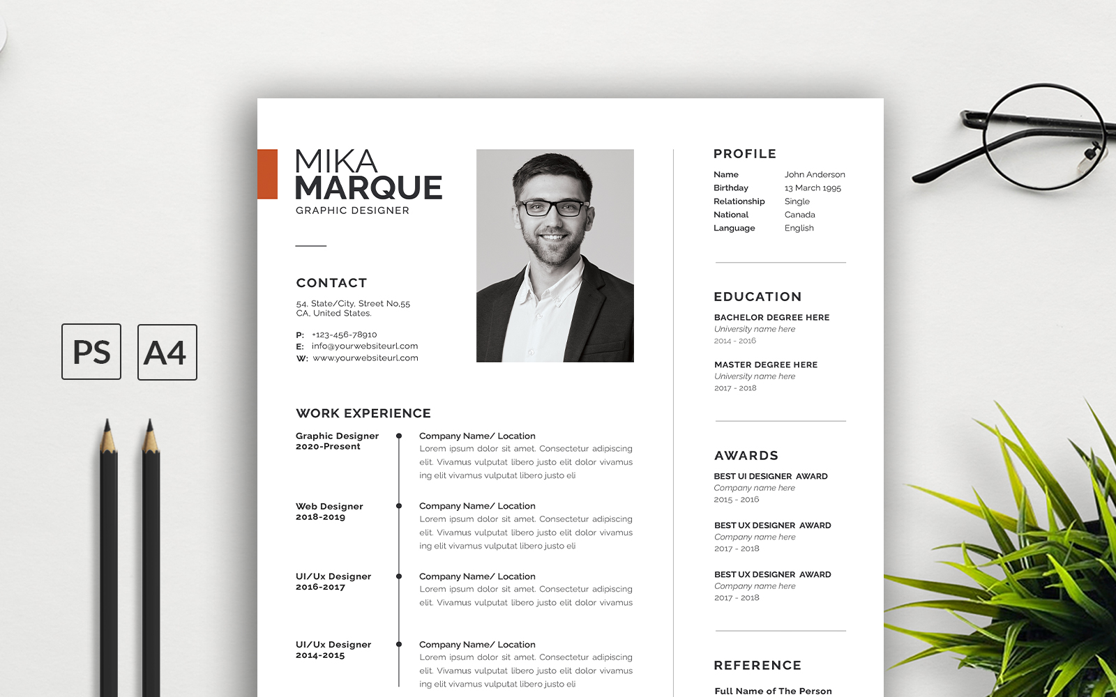Modern CV Resume Template with Cover Letter