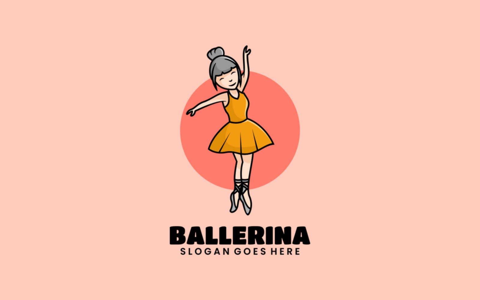 Ballerina Mascot Cartoon Logo Style