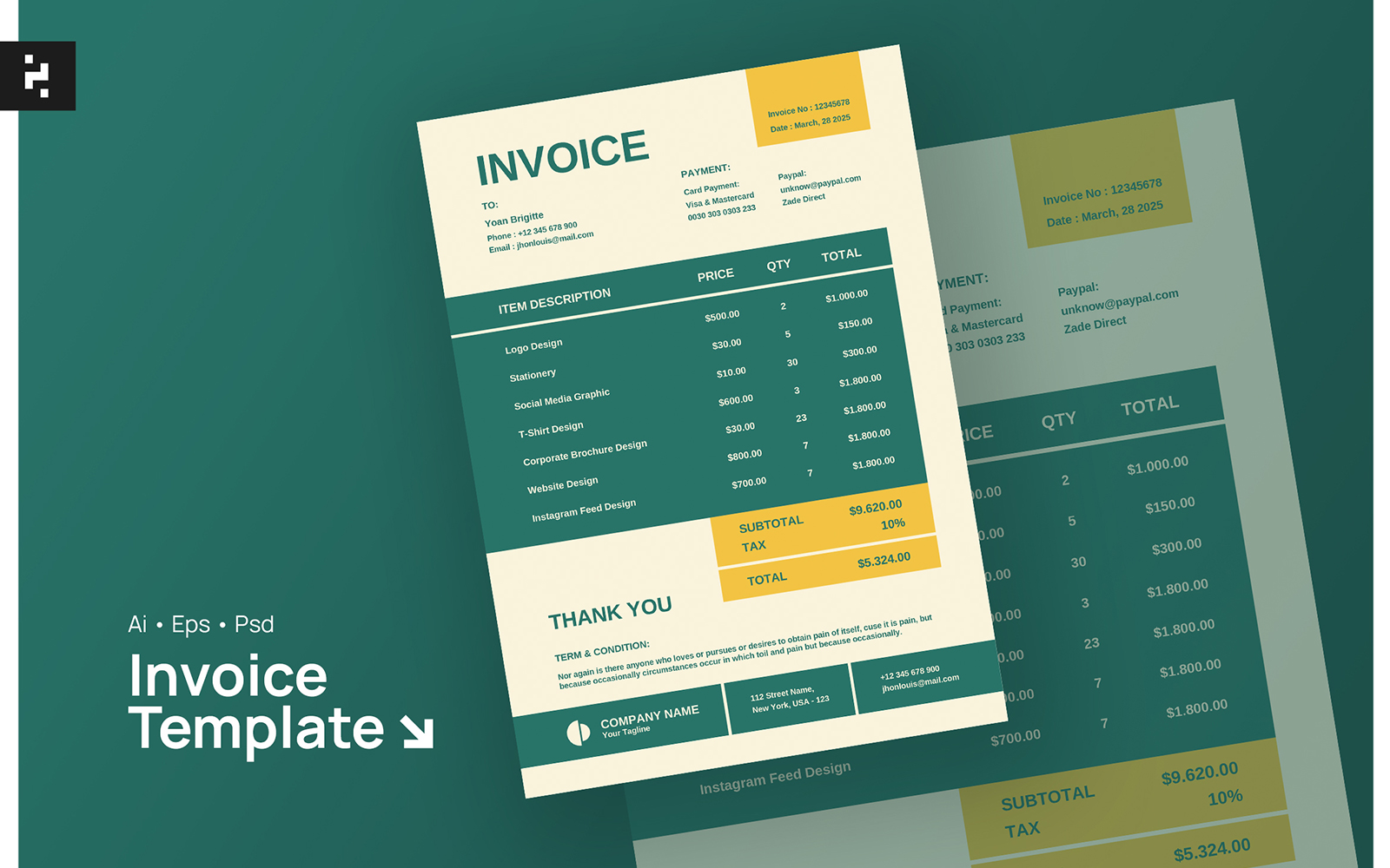 Green Simple Invoice Template