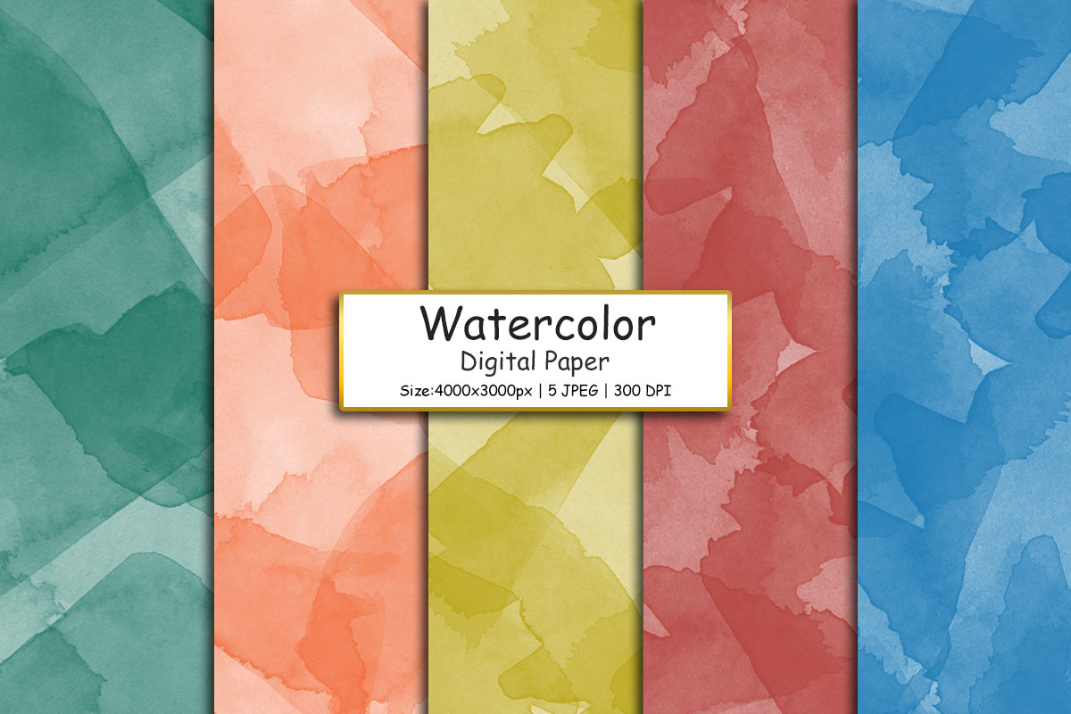 Watercolor Digital Paper, Colorful Texture, Pastel Ombre  Texture Background