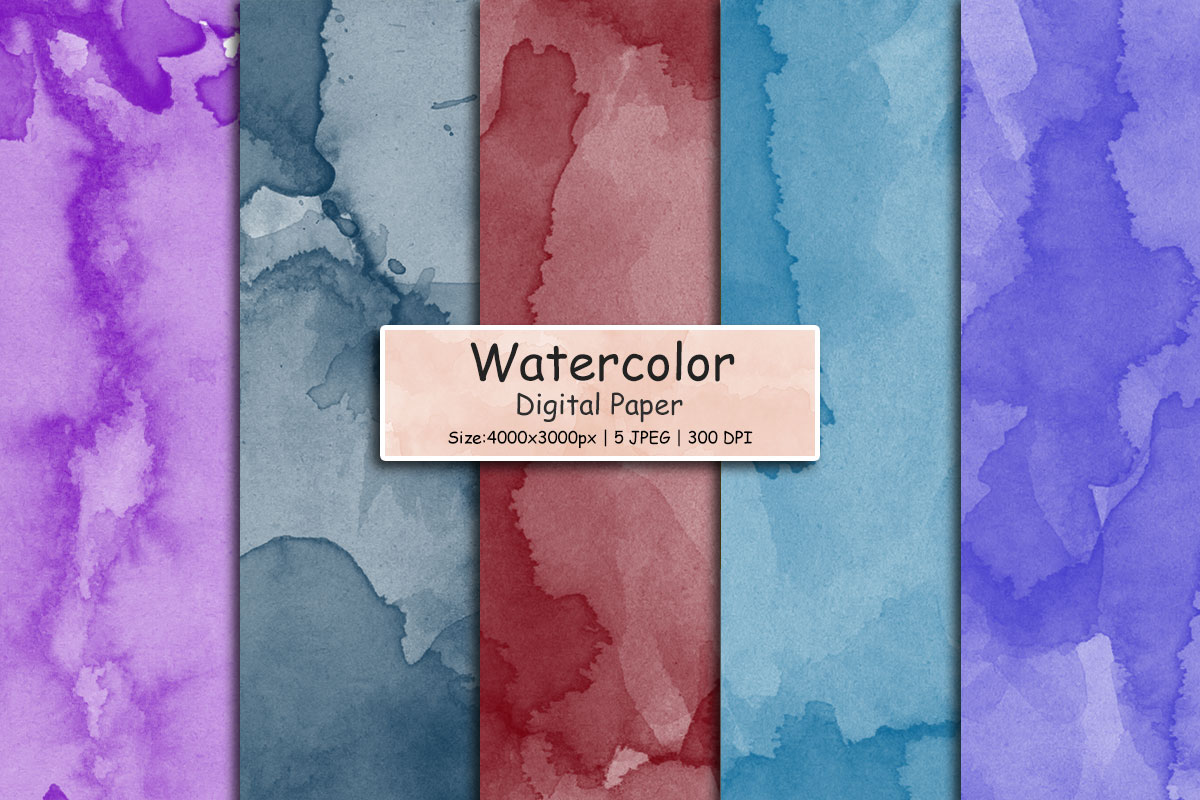 Watercolor Digital Paper Pack, Neutral Colors Watercolor Waves Texture Background