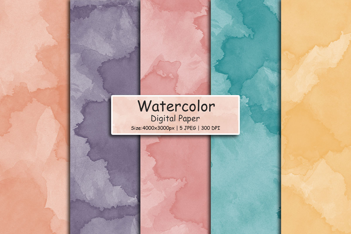 Watercolor Splashes Digital Paper Pack, Watercolor Waves Texture Background, Watercolor clipart