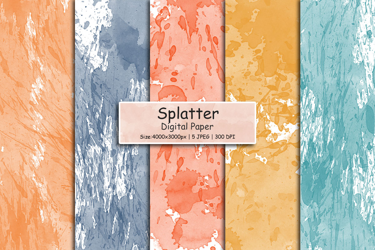 Abstract paint splatter texture background, Watercolor digital paper,  Scrapbook Paper