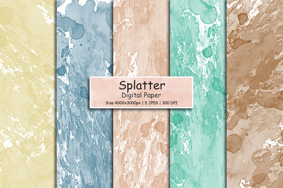 Colorful paint splatter texture background, Watercolor digital paper,  Scrapbook Paper background