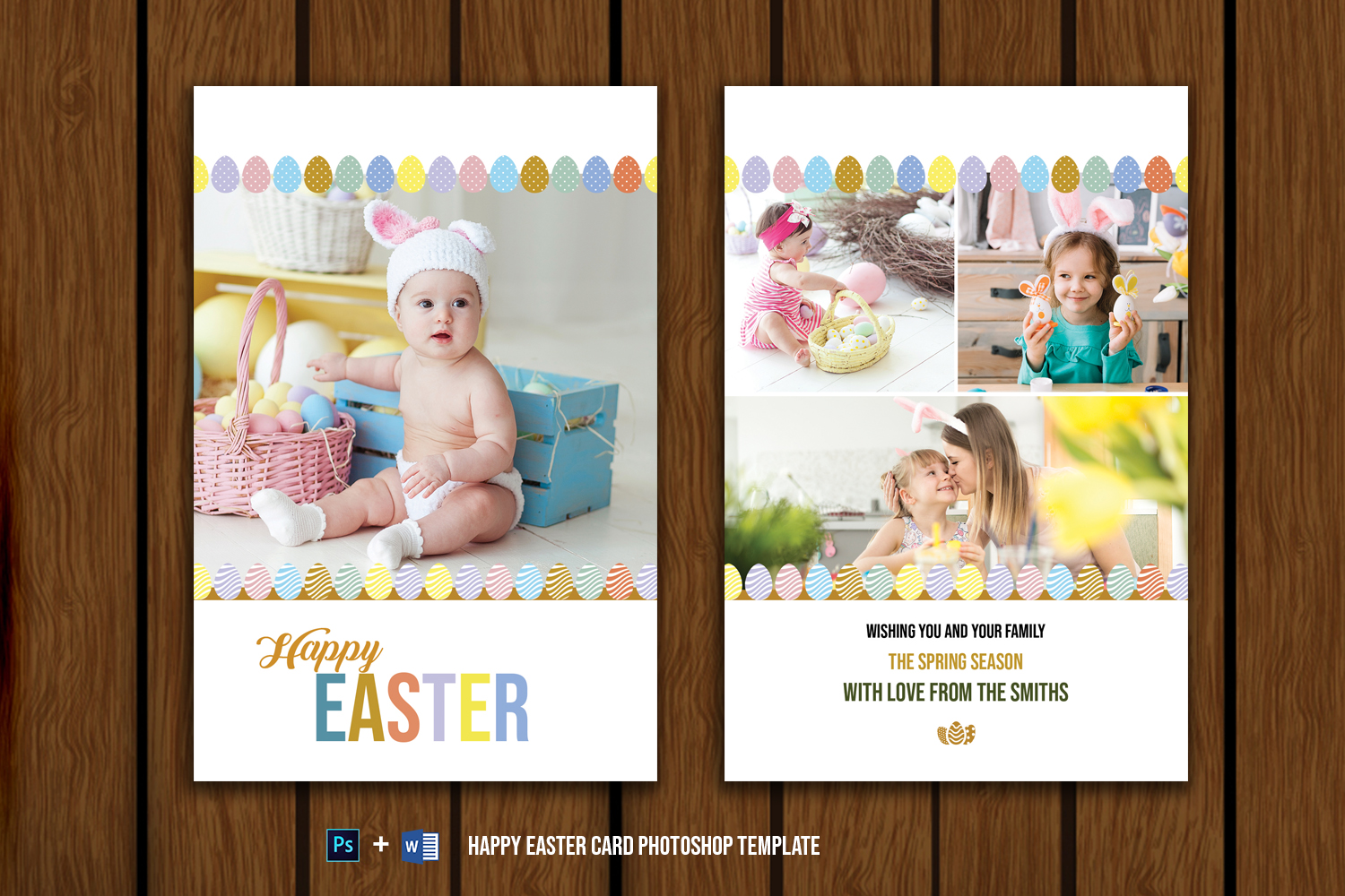 Easter Greeting Card Template. Word and Psd