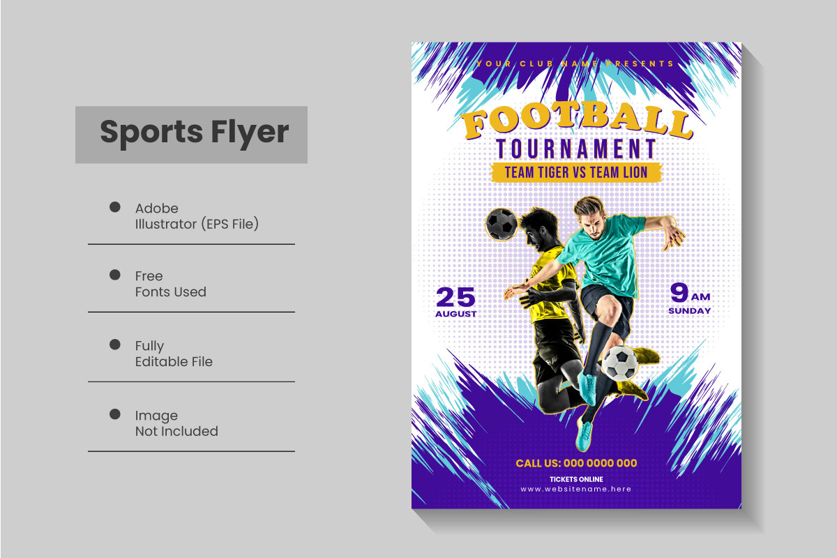 Football championship tournament flyer template and soccer sports poster design