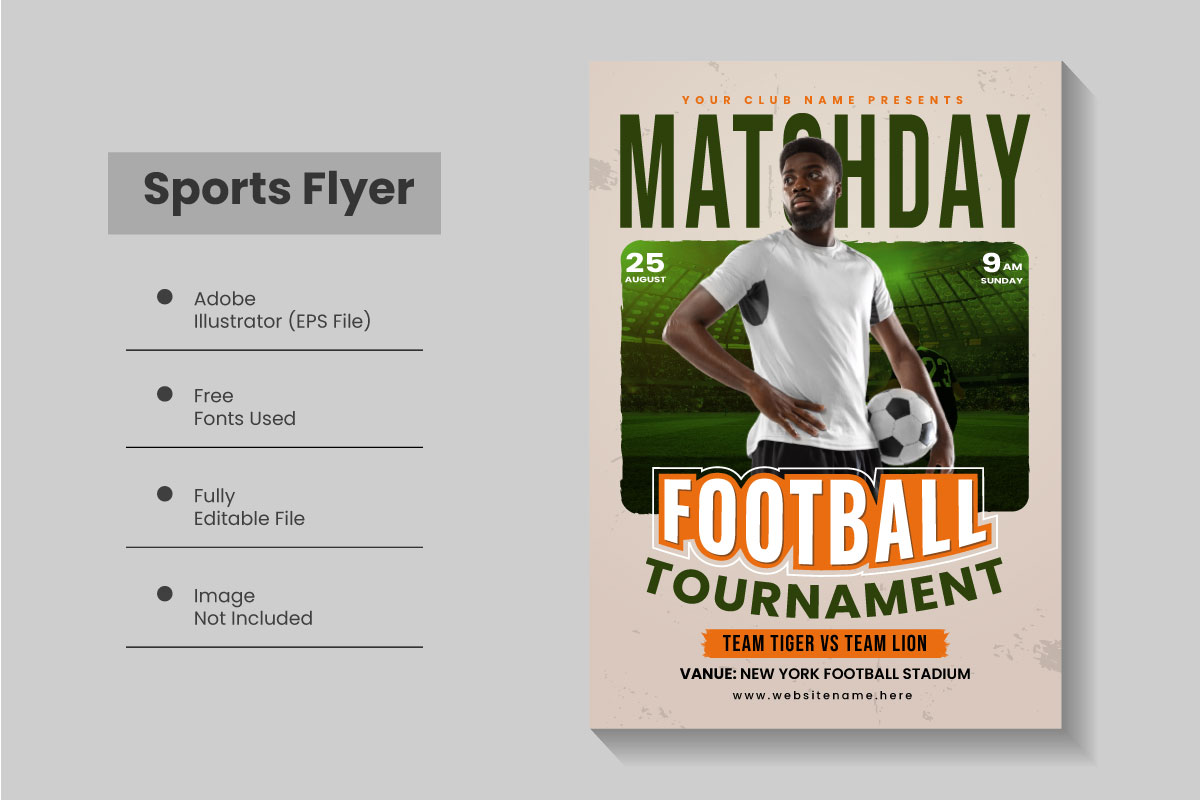 Modern sports event flyer template and Soccer championship tournament poster layout design