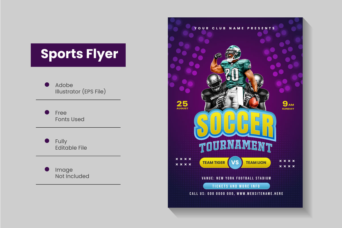 Abstract Soccer championship tournament poster design and sports event flyer template