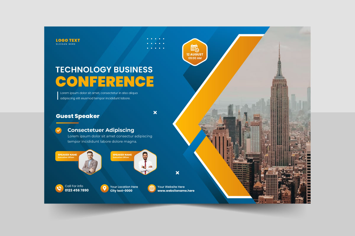 Business conference flyer template bundle or online event webinar conference social media banner
