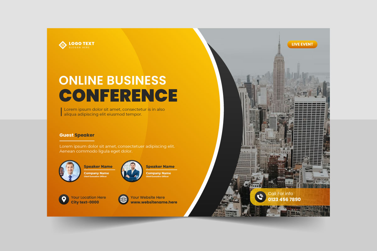 Horizontal business conference flyer template bundle or event conference social media banner layout