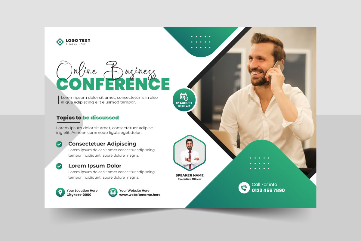 Abstract Business technology conference flyer and corporate event invitation banner template design